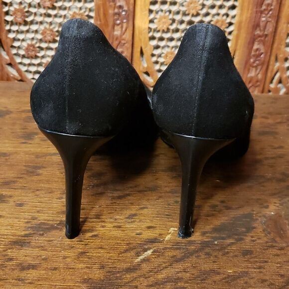 FREE SHIPPING! Vintage Versace black suede classic heels size 38 pointed toe - Picture 4 of 9